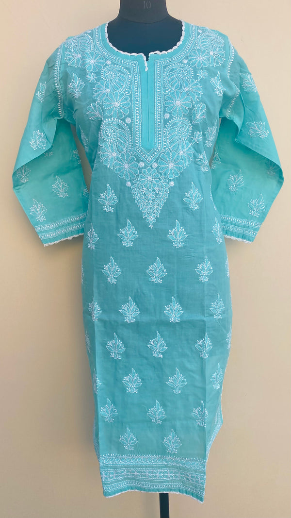 Lucknowi Chikankari Kurti Sea Green Mulmul Cotton