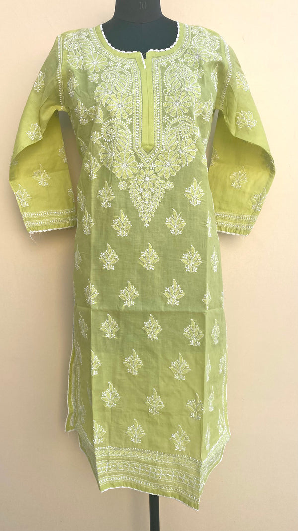 Lucknowi Chikankari Kurti Mehandi Mulmul Cotton