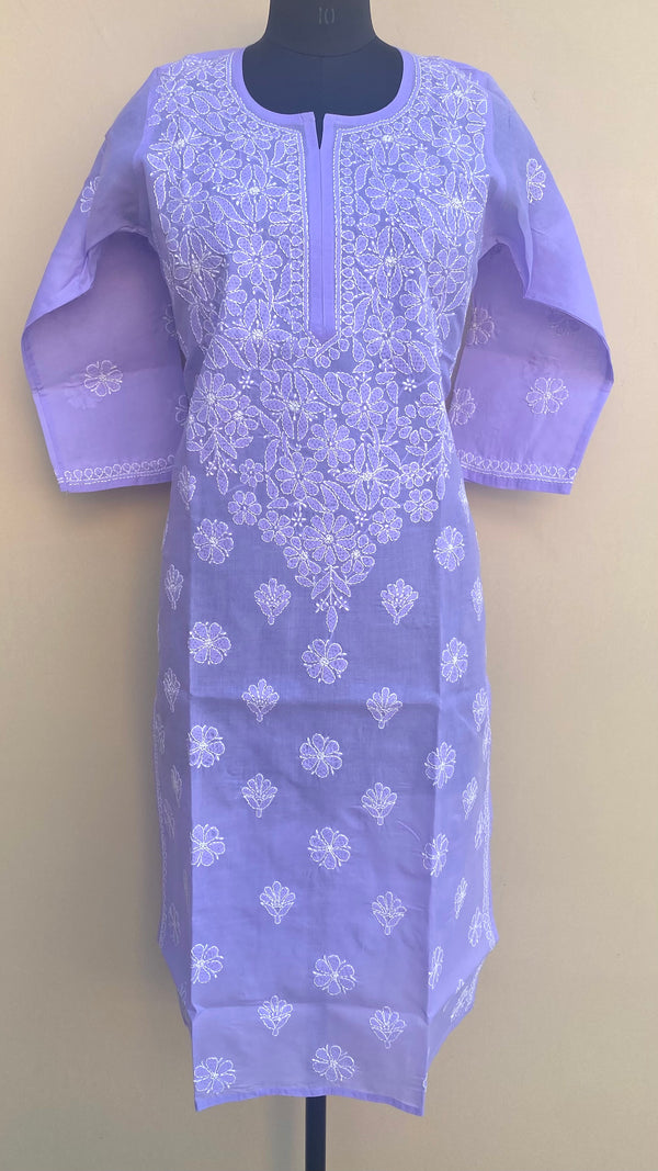 Lucknowi Chikankari Kurti Purple Cotton