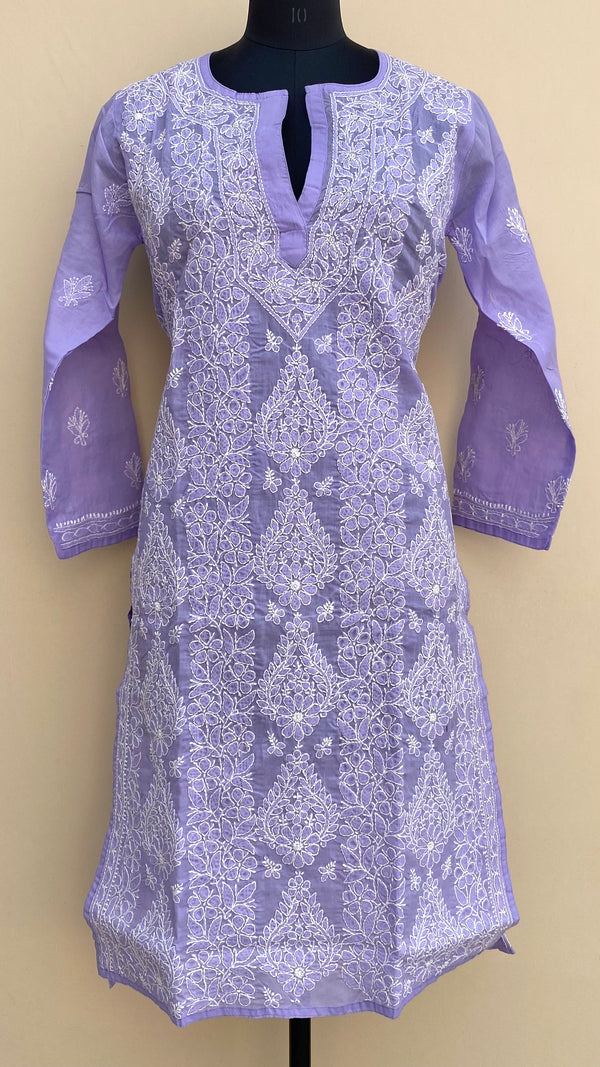 Lucknowi Chikankari Kurti Purple Cotton