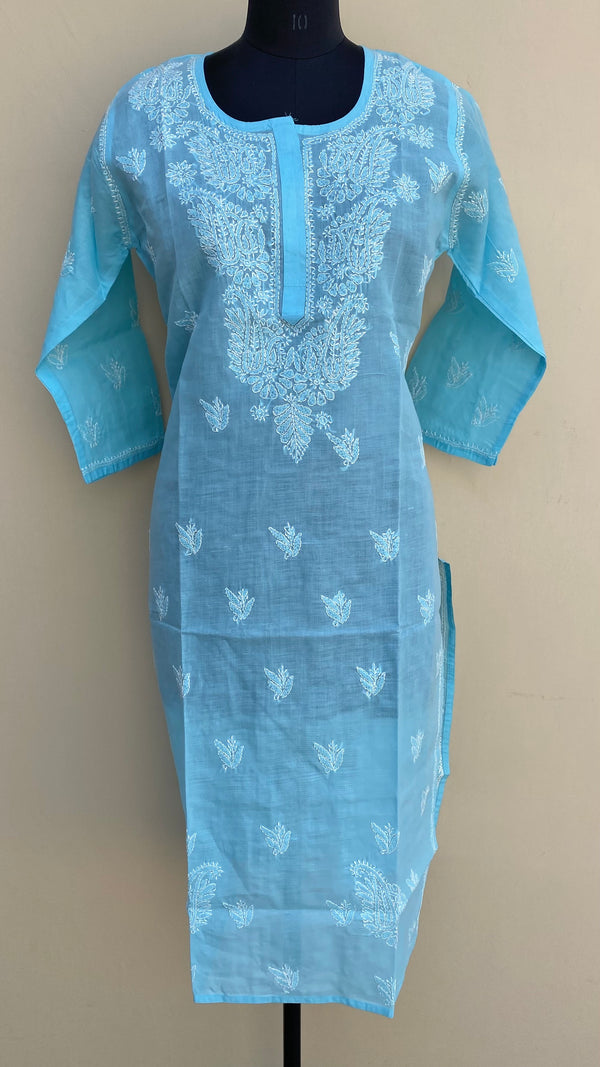 Lucknowi Chikankari Kurti Blue Cotton