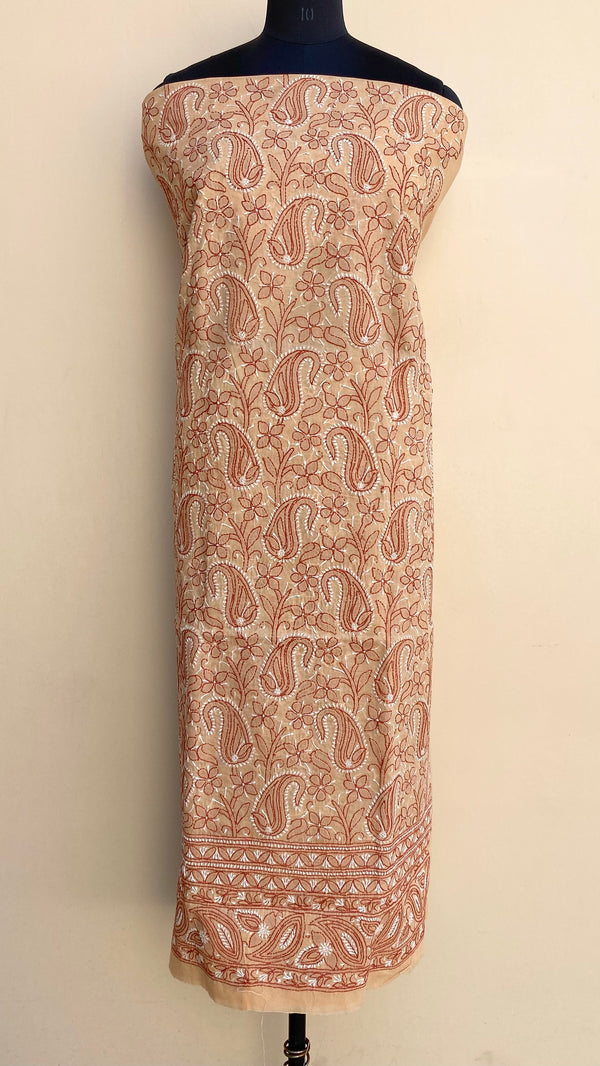 Lucknowi Chikankari Kurta Length Beige Cotton