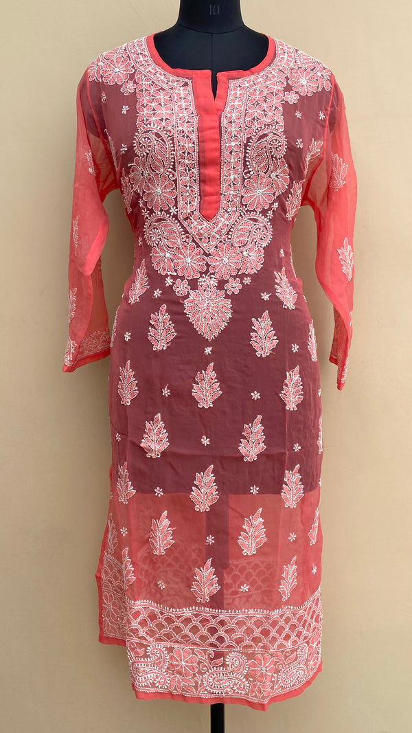 Lucknowi Chikankari Kurti Gajri Faux Georgette