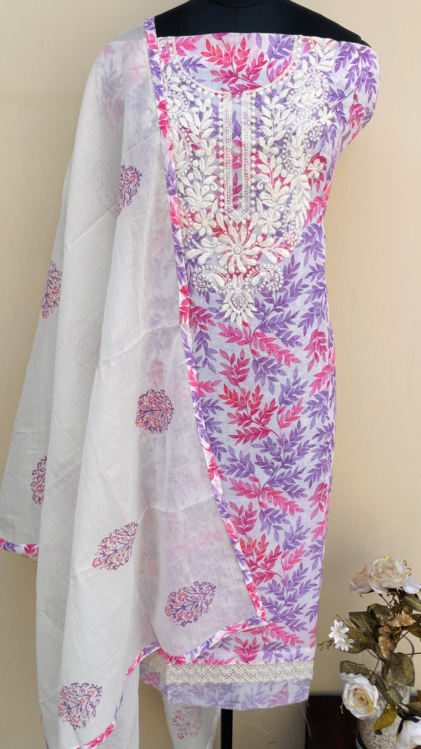 Designer Embroidered Suit Length 3 Piece Linen