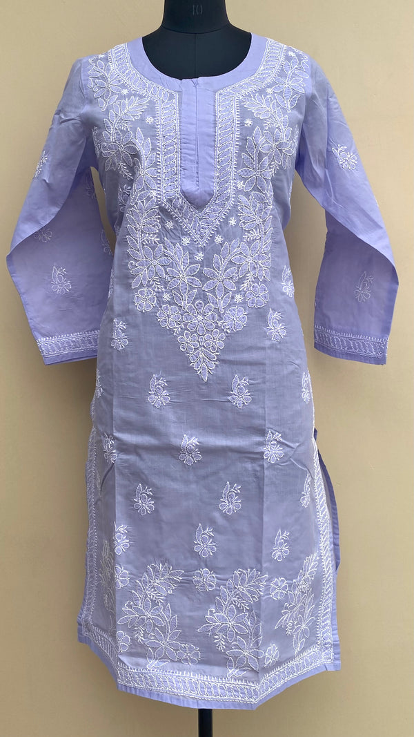 Lucknowi Chikankari Kurti Purple Cotton