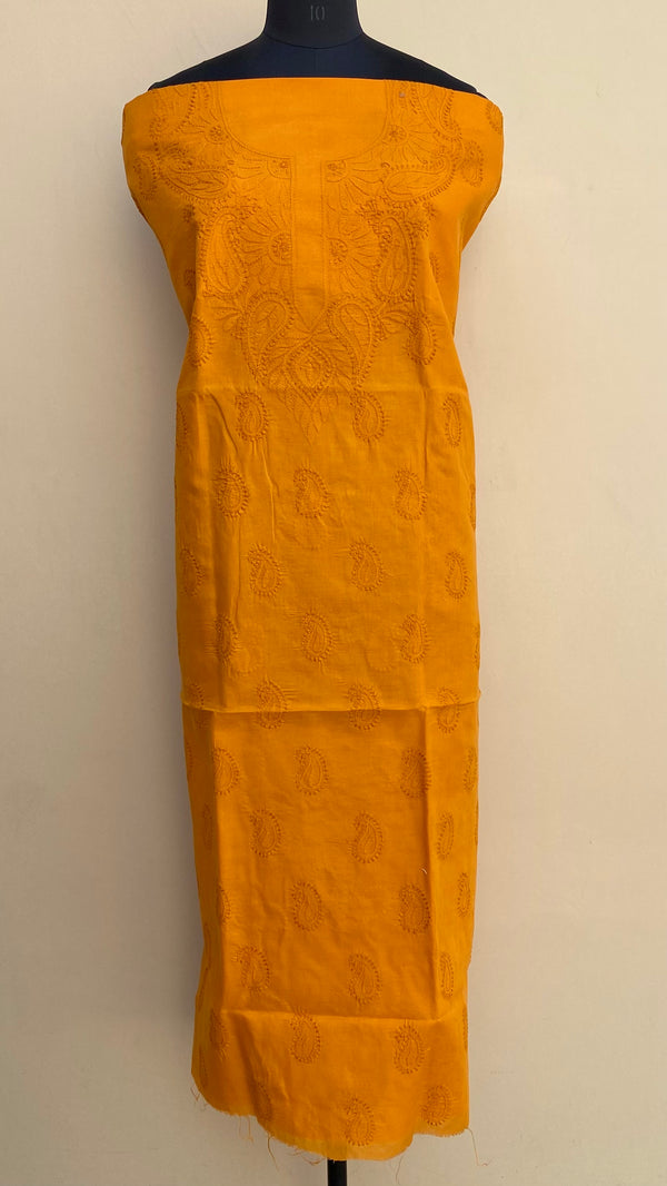 Lucknowi Chikankari Kurta Length Mustard Cotton