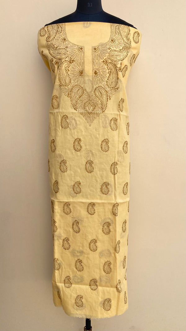 Lucknowi Chikankari Kurta Length Beige Cotton