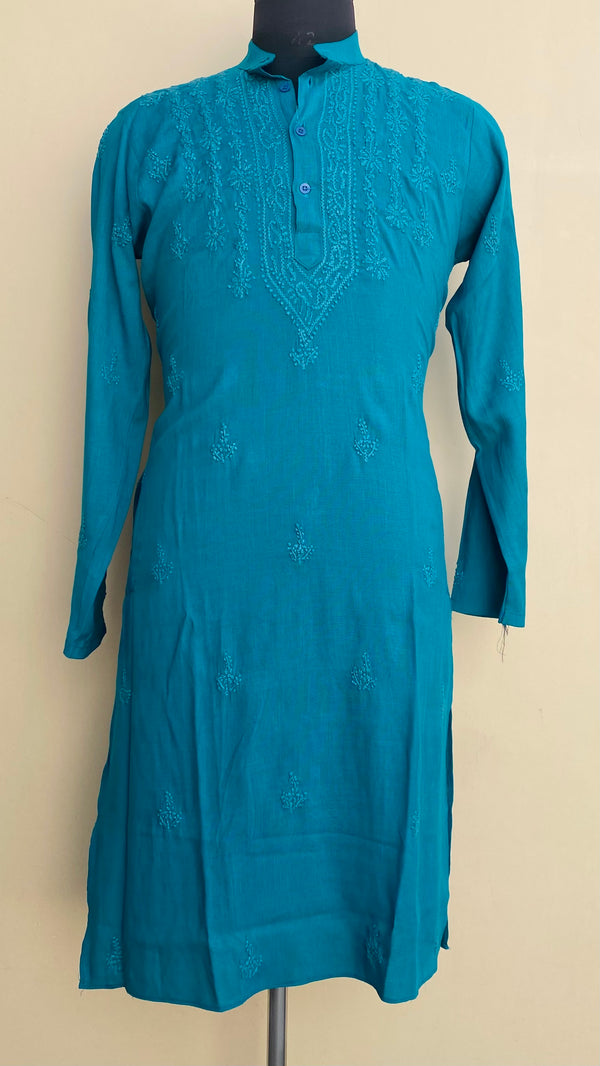 Lucknowi Chikankari Men’s Kurta Sea Green Cotton