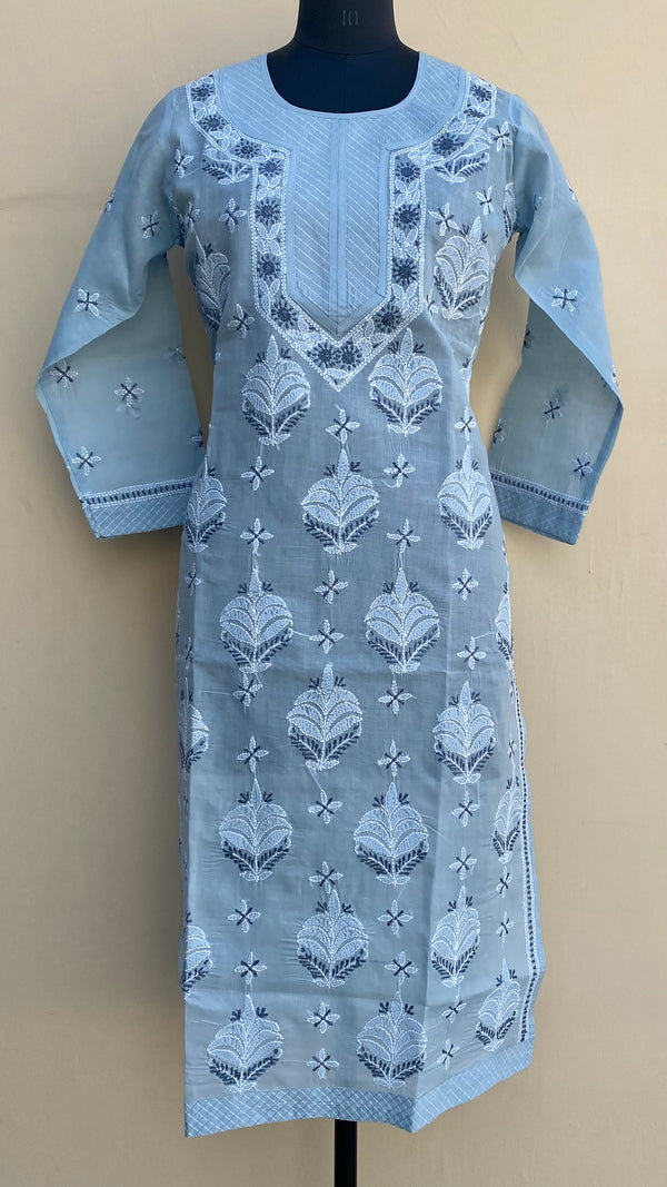 Lucknowi Chikankari Kurti Gray Cotton