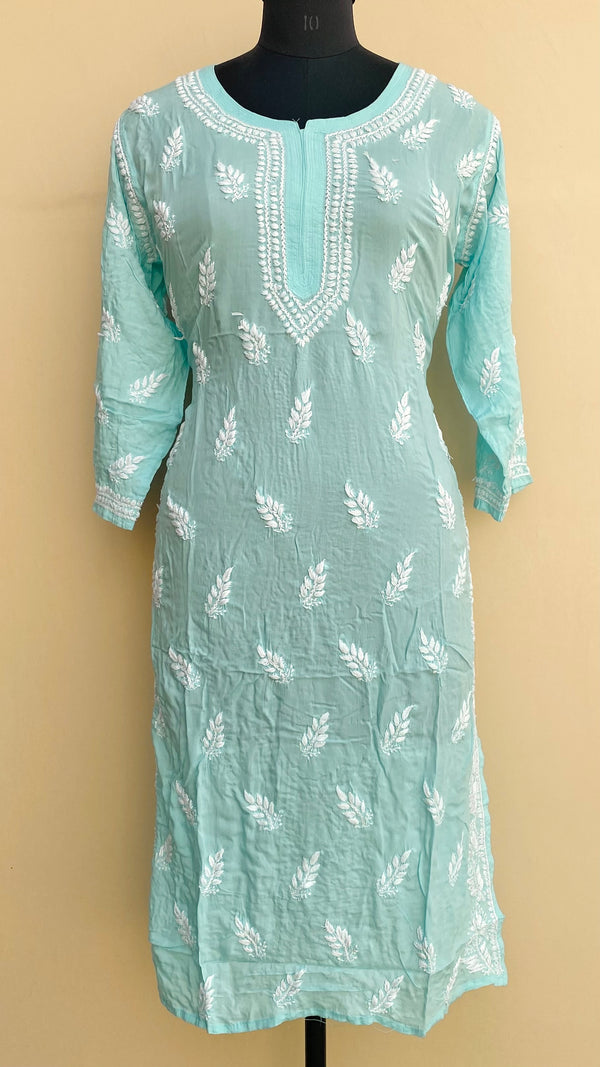 Lucknowi Chikankari Kurti Sea Green Modal Cotton