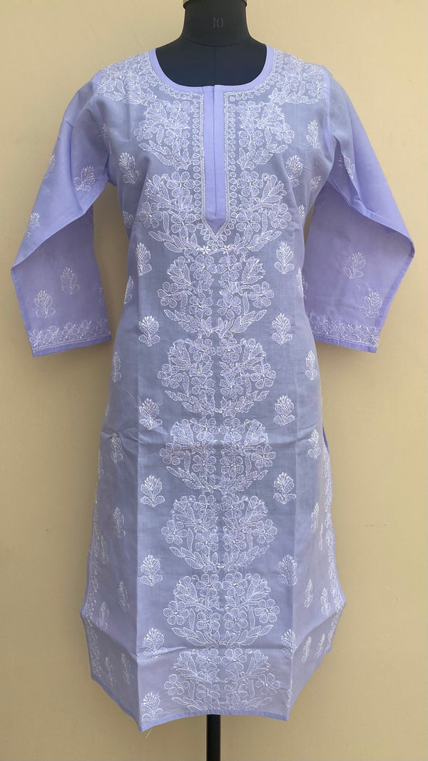 Lucknowi Chikankari Kurti Purple Cotton