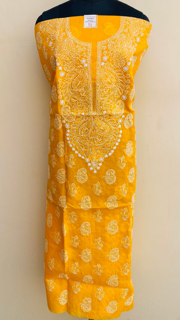 Lucknowi Chikankari Kurta Length Mustard Cotton