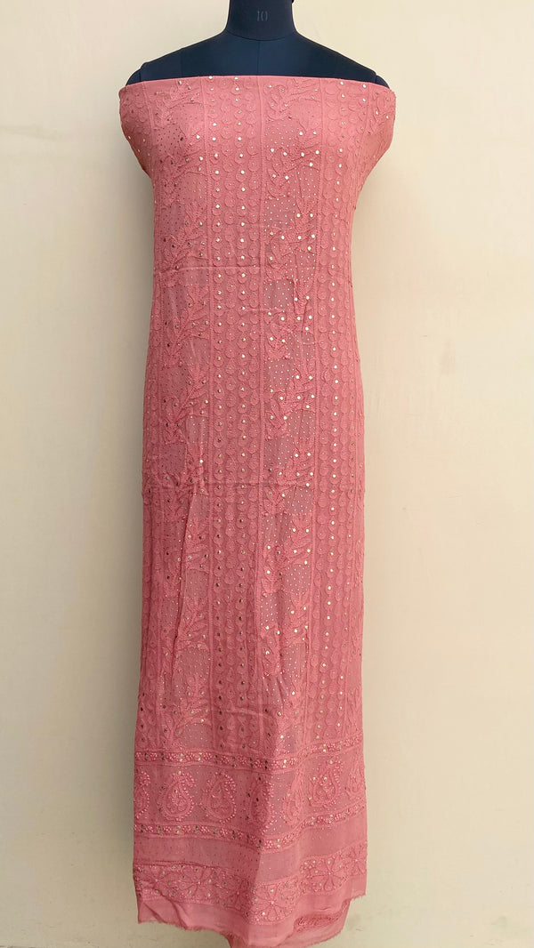 Lucknowi Chikankari Kurta Length Copper Pure Georgette With Mukaish Work