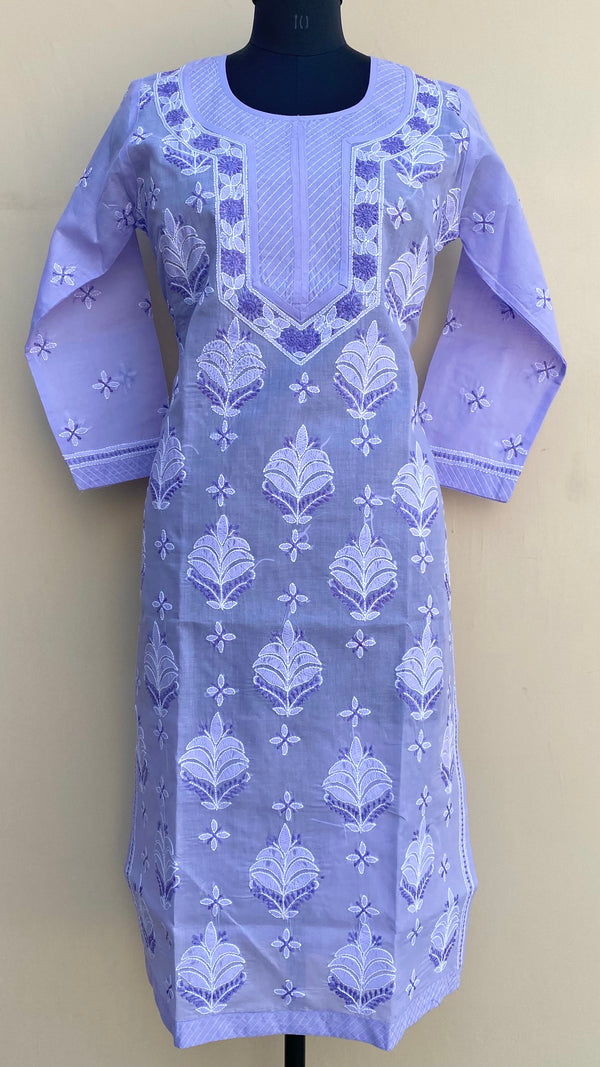 Lucknowi Chikankari Kurti Purple Cotton
