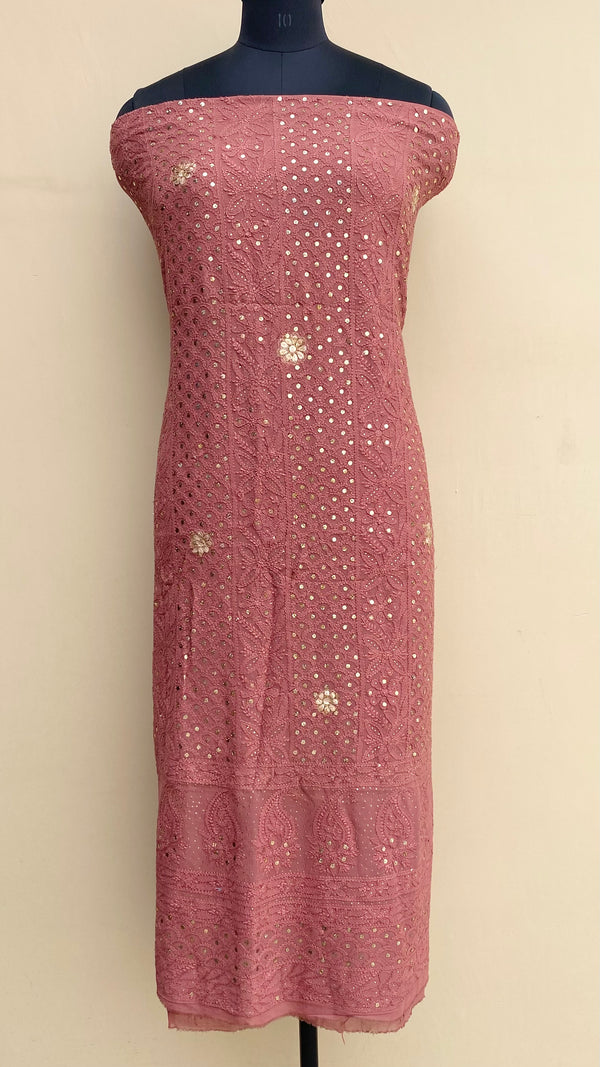 Lucknowi Chikankari Kurta Length Copper Pure Georgette With Mukaish Work