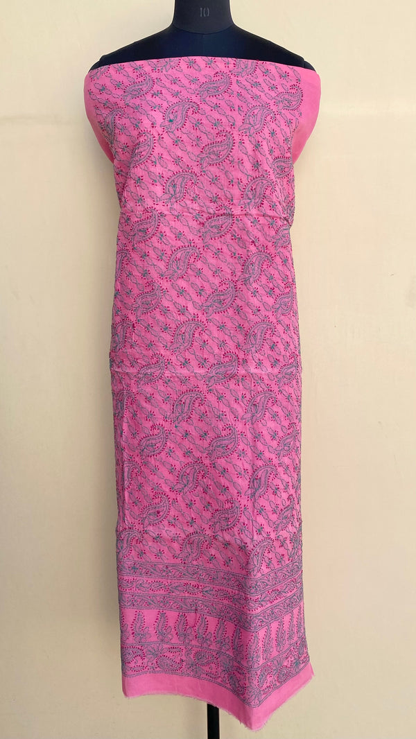 Lucknowi Chikankari Kurta Length Pink Cotton