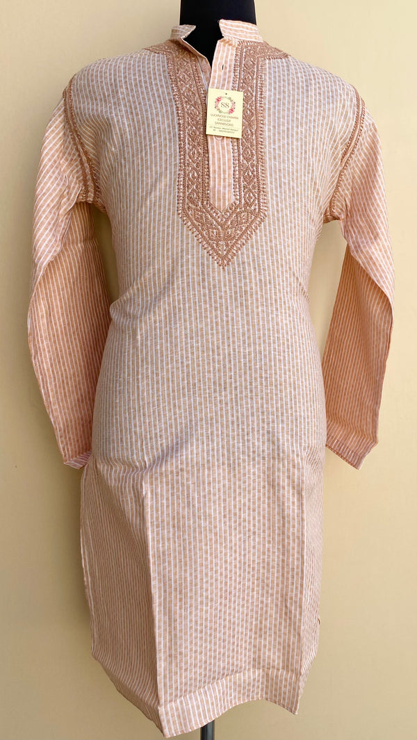 Lucknowi Chikankari Men’s Kurta Brown Cotton