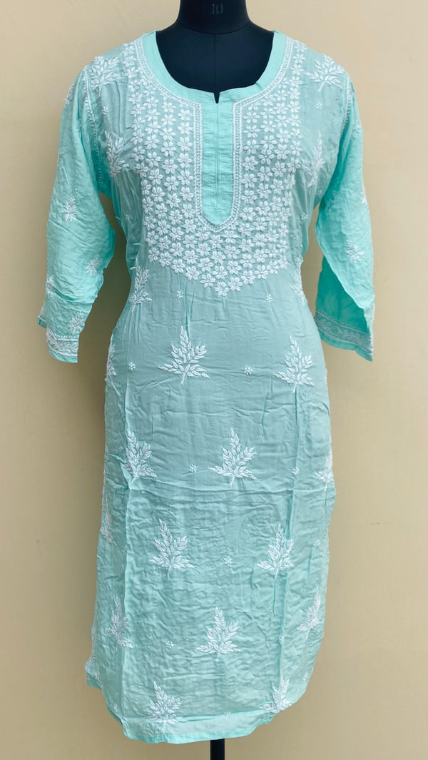 Lucknowi Chikankari Kurti Sea Green Modal Cotton