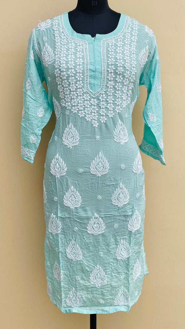 Lucknowi Chikankari Kurti Sea Green Modal Cotton