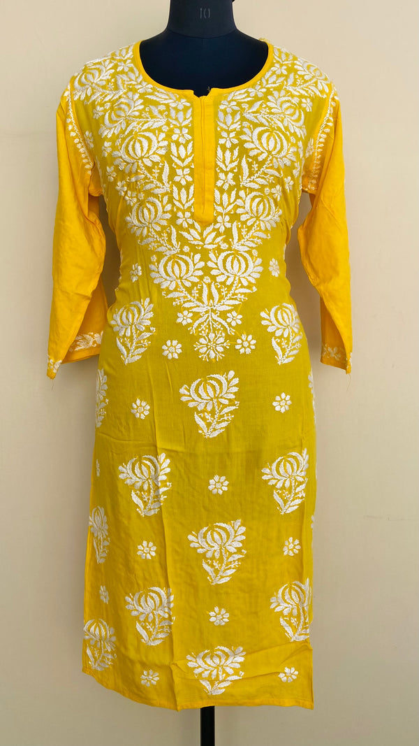 Lucknowi Chikankari Kurti Yellow Modal