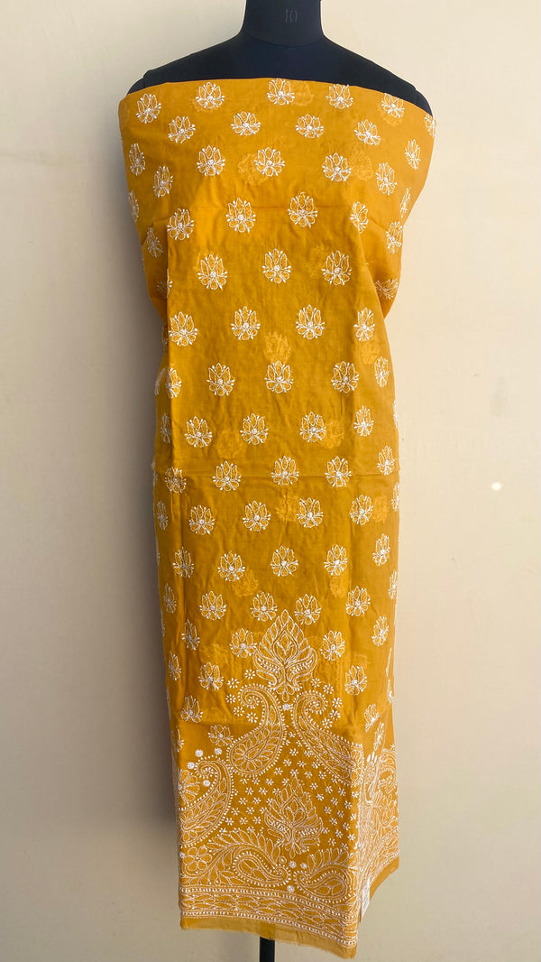 Lucknowi Chikankari Kurta Length Mustard Cotton