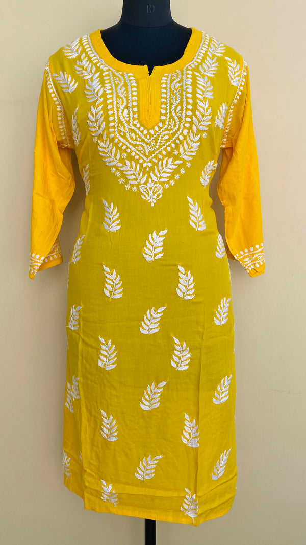 Lucknowi Chikankari Kurti Yellow Modal