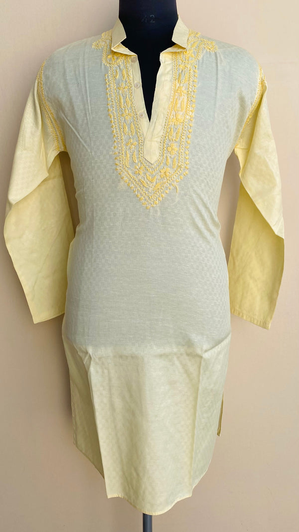 Lucknowi Chikankari Men’s Kurta Cream Cotton