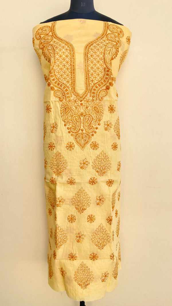 Lucknowi Chikankari Kurta Length Beige Cotton