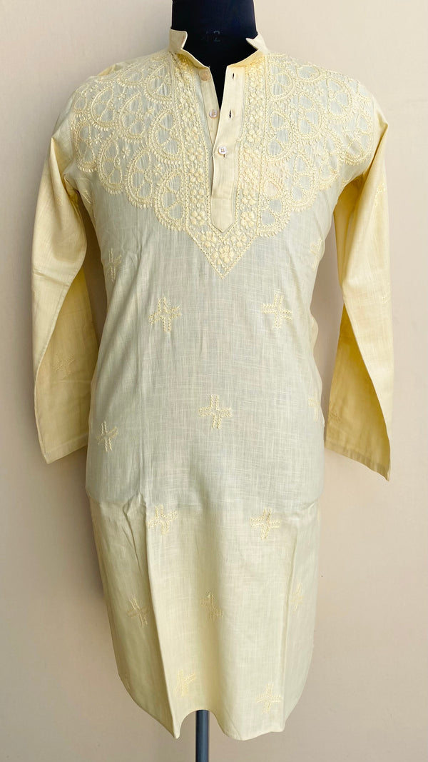 Lucknowi Chikankari Men’s Kurta Cream Cotton