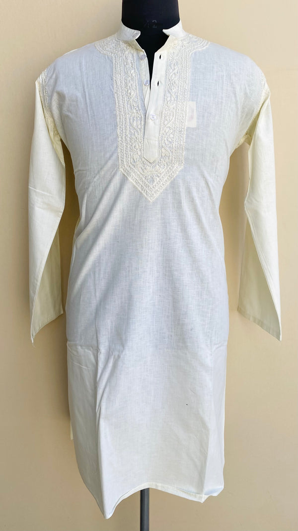 Lucknowi Chikankari Men’s Kurta Cream Cotton