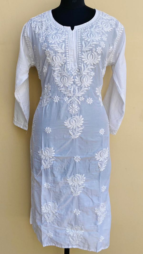 Lucknowi Chikankari Kurti White Muslin Cotton