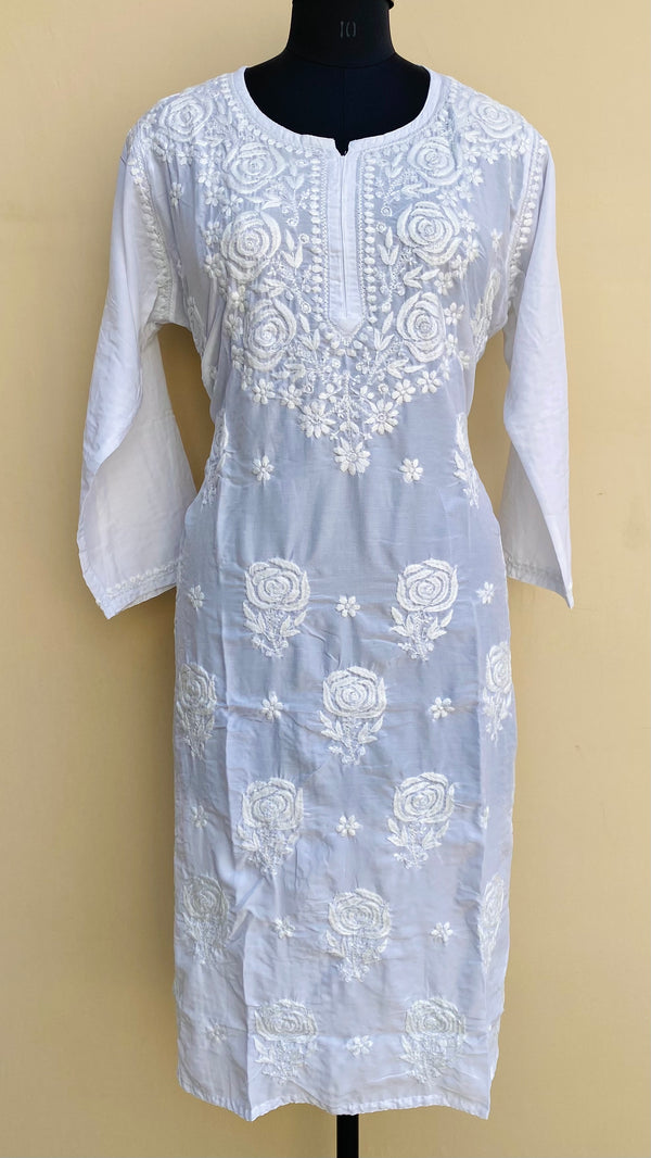 Lucknowi Chikankari Kurti White Muslin Cotton