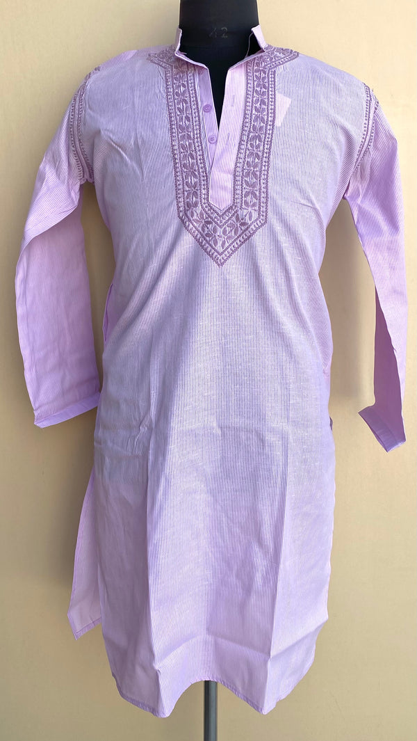 Lucknowi Chikankari Men’s Kurta Purple Cotton