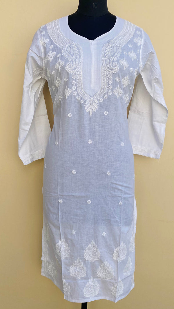 Lucknowi Chikankari Kurti White On White Mulmul Cotton