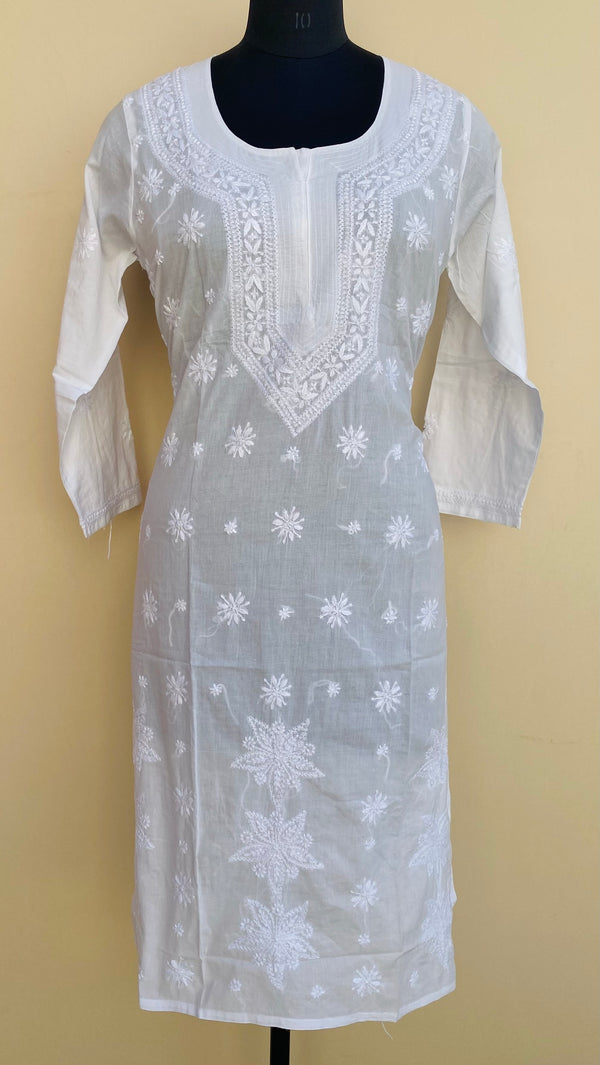 Lucknowi Chikankari Kurti White On White Mulmul Cotton