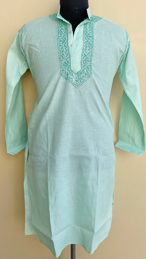 Lucknowi Chikankari Men’s Kurta Sea Green Cotton