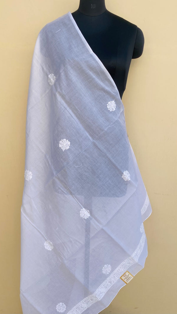 Lucknowi Chikankari Dupatta White Cotton