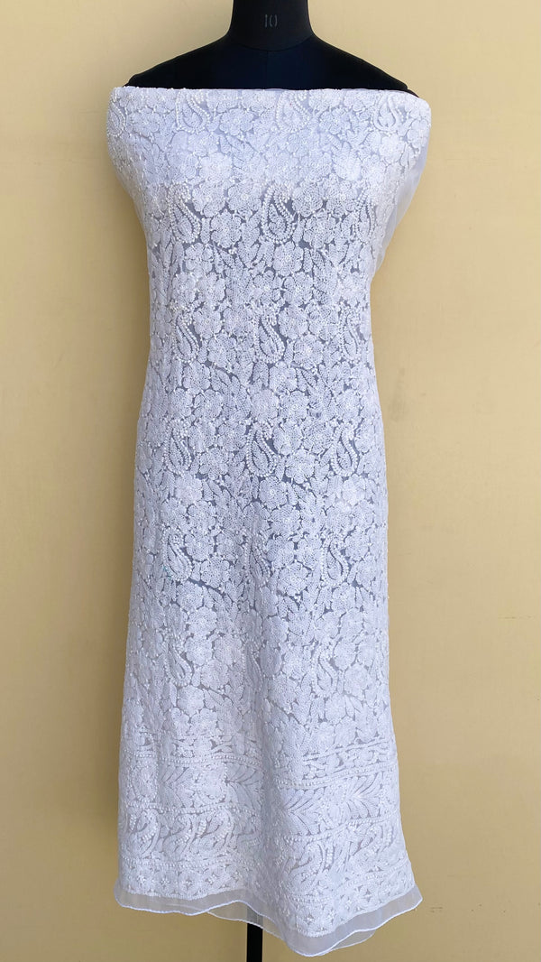 Lucknowi Chikankari Kurta Length White Georgette