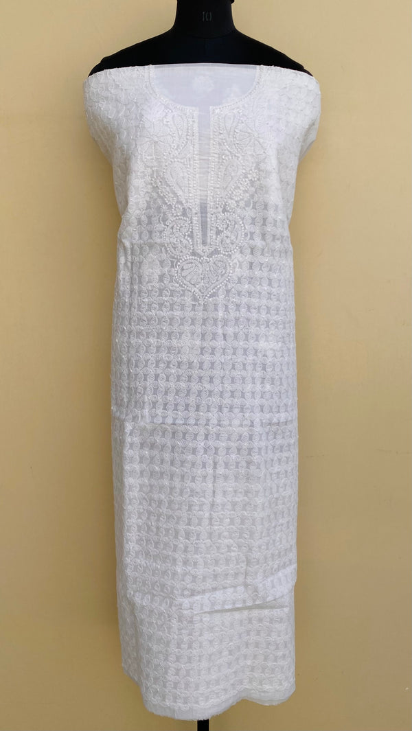 Lucknowi Chikankari Kurta Length White Cotton