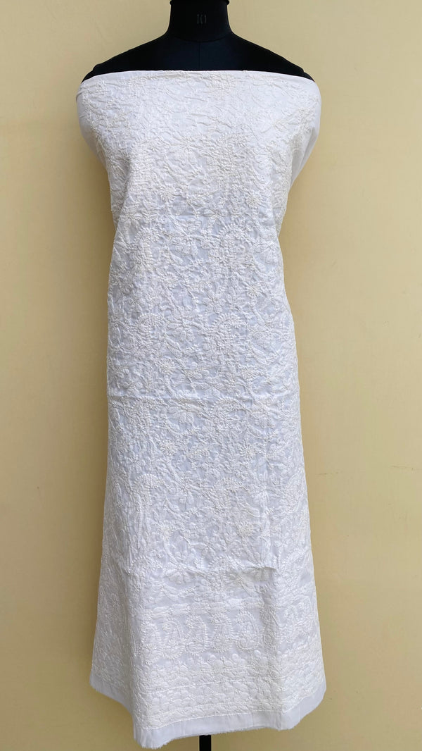 Lucknowi Chikankari Kurta Length White Cotton