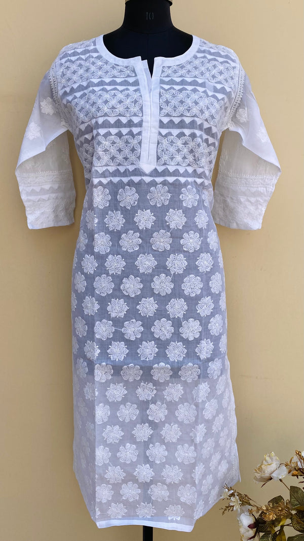 Lucknowi Chikankari Kurti White Cotton With Applique Work