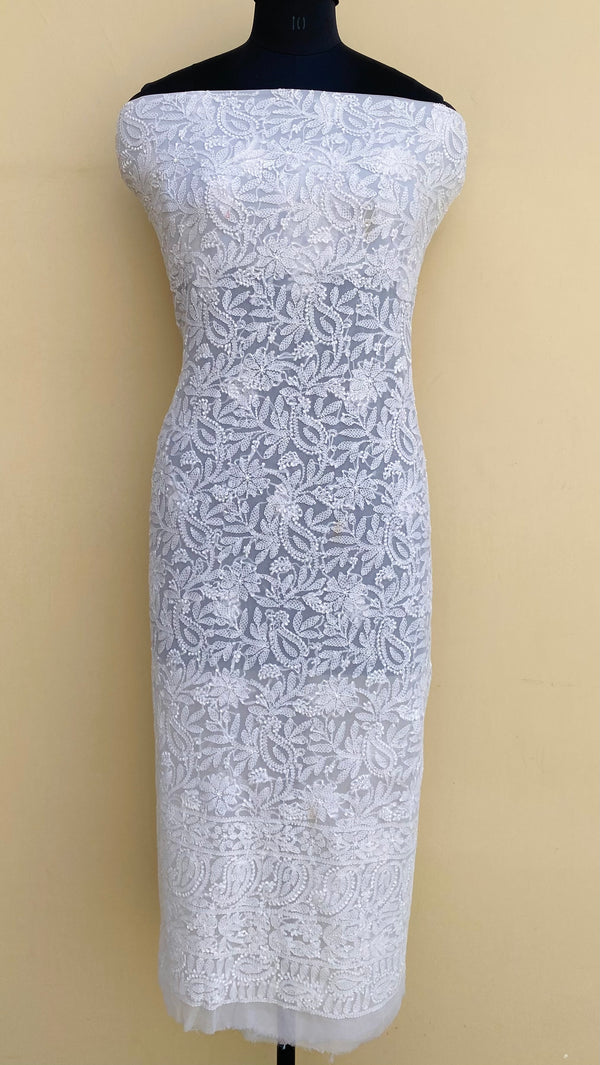 Lucknowi Chikankari Kurta Length White Georgette