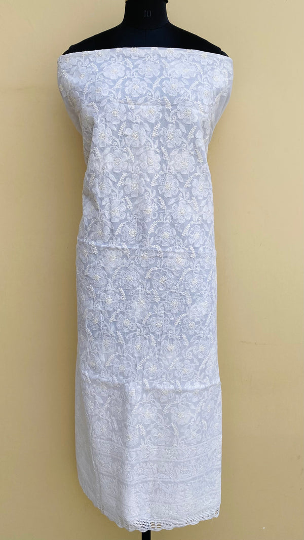 Lucknowi Chikankari Kurta Length White Cotton