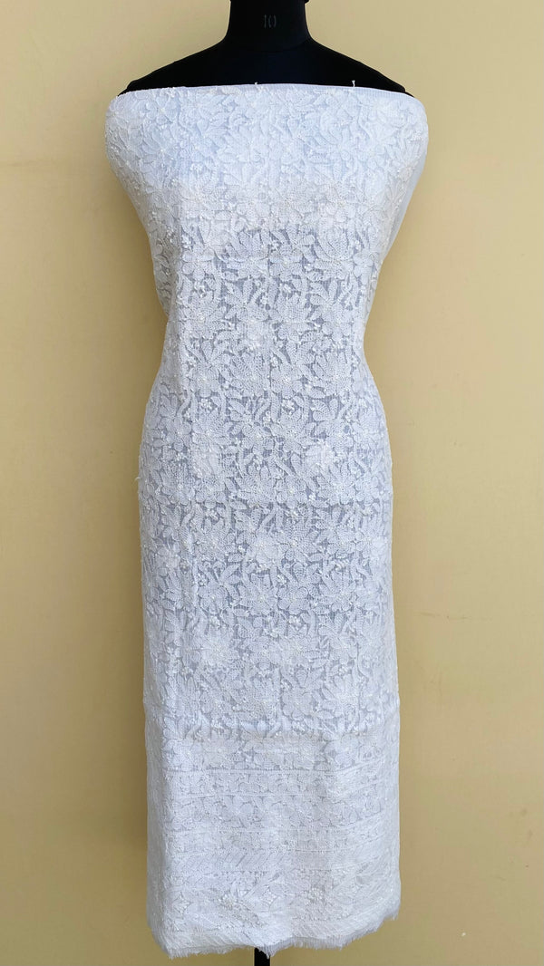 Lucknowi Chikankari Kurta Length White Kota