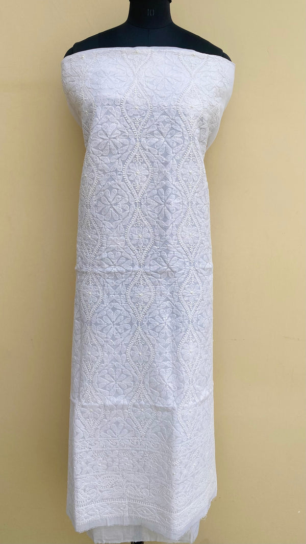 Lucknowi Chikankari Kurta Length White Cotton