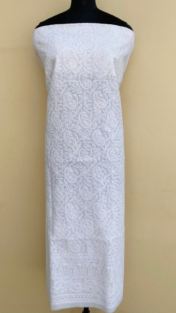 Lucknowi Chikankari Kurta Length White Cotton