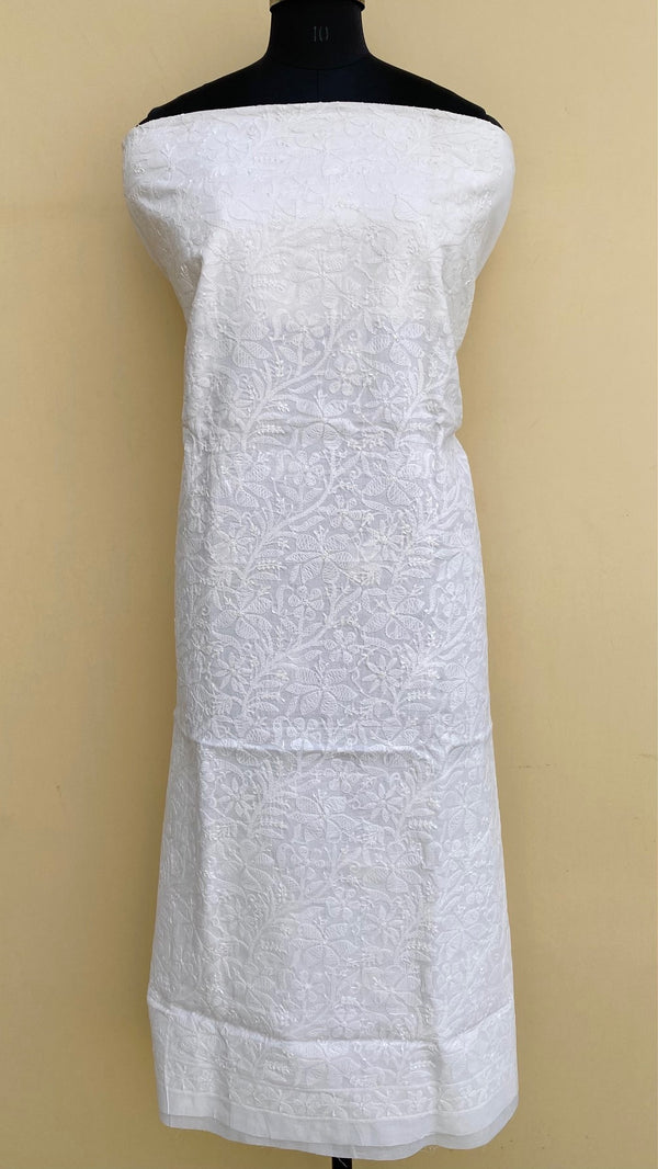 Lucknowi Chikankari Kurta Length White Cotton