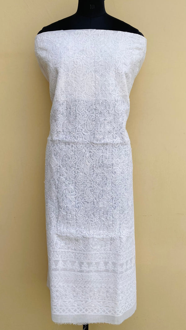 Lucknowi Chikankari Kurta Length White Cotton