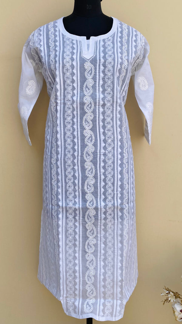 Lucknowi Chikankari Kurti White Cotton With Applique Work