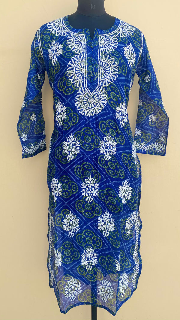 Lucknowi Chikankari Kurti Blue Kota